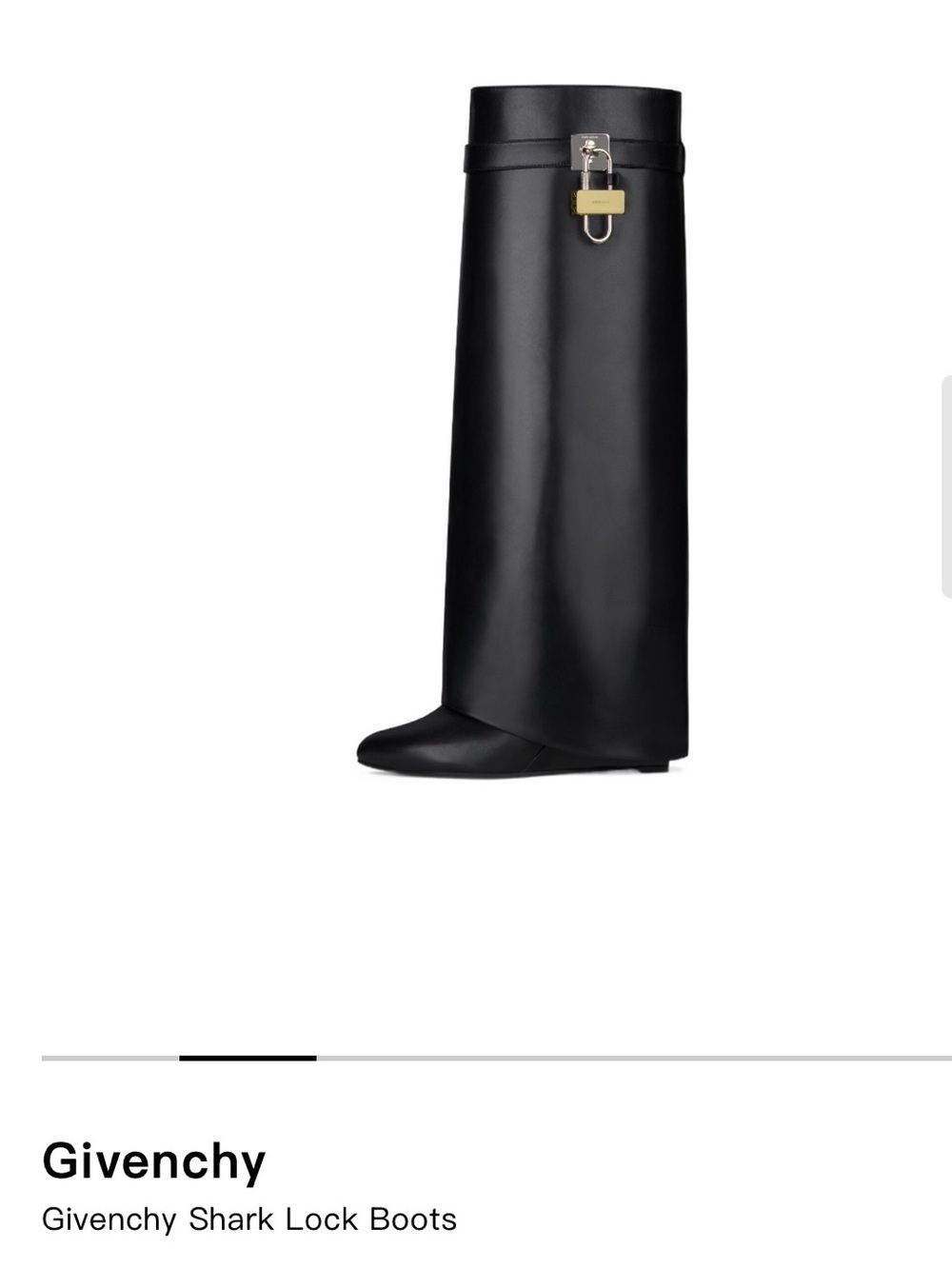 Givenchy Tall Black Leather Boots with Signature Padlock